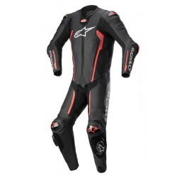 Missile V2 Leather Suit Black Red Fluo