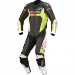 Gp Force Chaser Leather Suit Black White Red Fluo