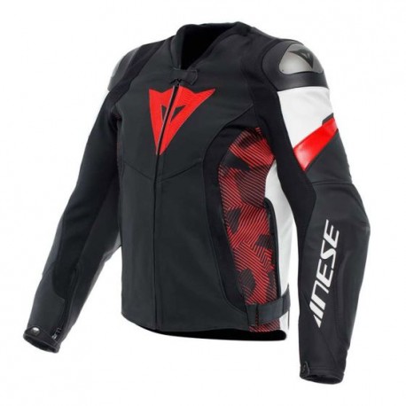 Avro 5 Leather Jacket Black White Lava Red