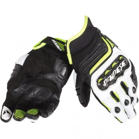 Carbon D1 Short Gloves Black/White/Fluo Yellow