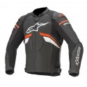 Gp plus r v3 leather jacket black red fluo white